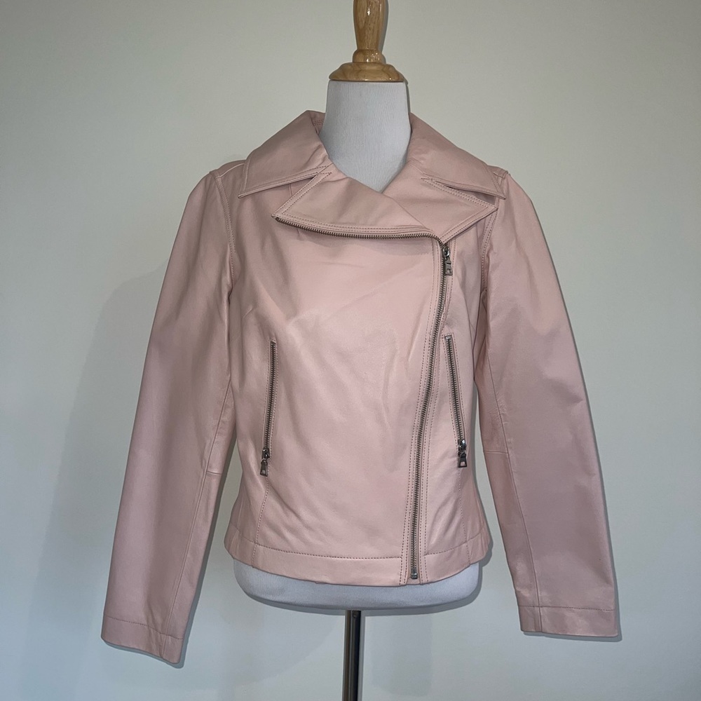 Moda International Pink Leather Jacket Size Small